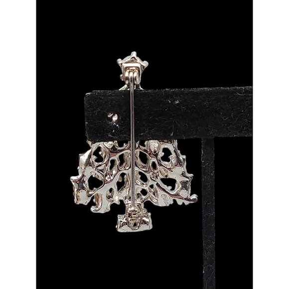Aurora Borealis Christmas Tree Brooch Silver Tone Sparkling Prong Set Rhinestone - Picture 5 of 10
